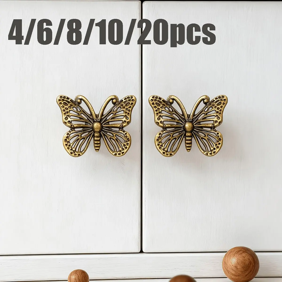 Vintage Butterfly Drawer Pulls, Square Zinc Alloy with Holes, Suitable for Dressing Table, Wardrobe, Jewelry Box, Decorative Cabinet, Includes Installation Screws