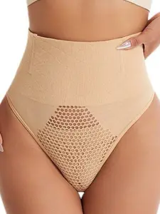 1 Count Women's Honeycomb Structure with Memory Bone Support Shapewear Briefs, Fajas, Soft Cotton Crotch Comfort Bottoms, Abdomen Smoothing Breathable No Show High Waist Seamless Shaping Thong, Perfect for Training & Holiday
