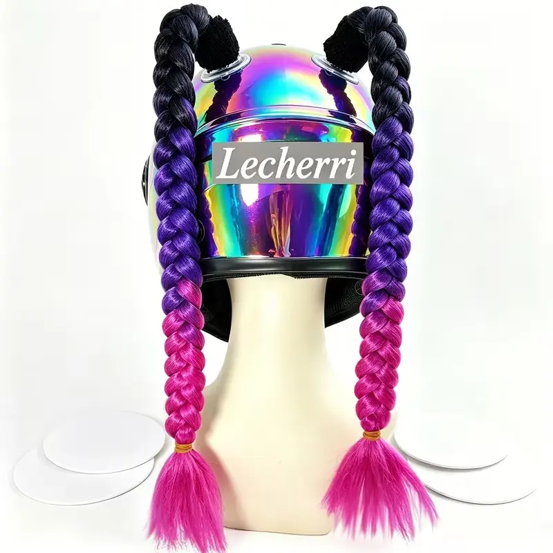 22-Inch Helmet Braids Thick Version Style 2-Pack, Unique Suction Design, Multiple Colors Available, Includes 4 PU Adhesive Patches (helmet Not Included)