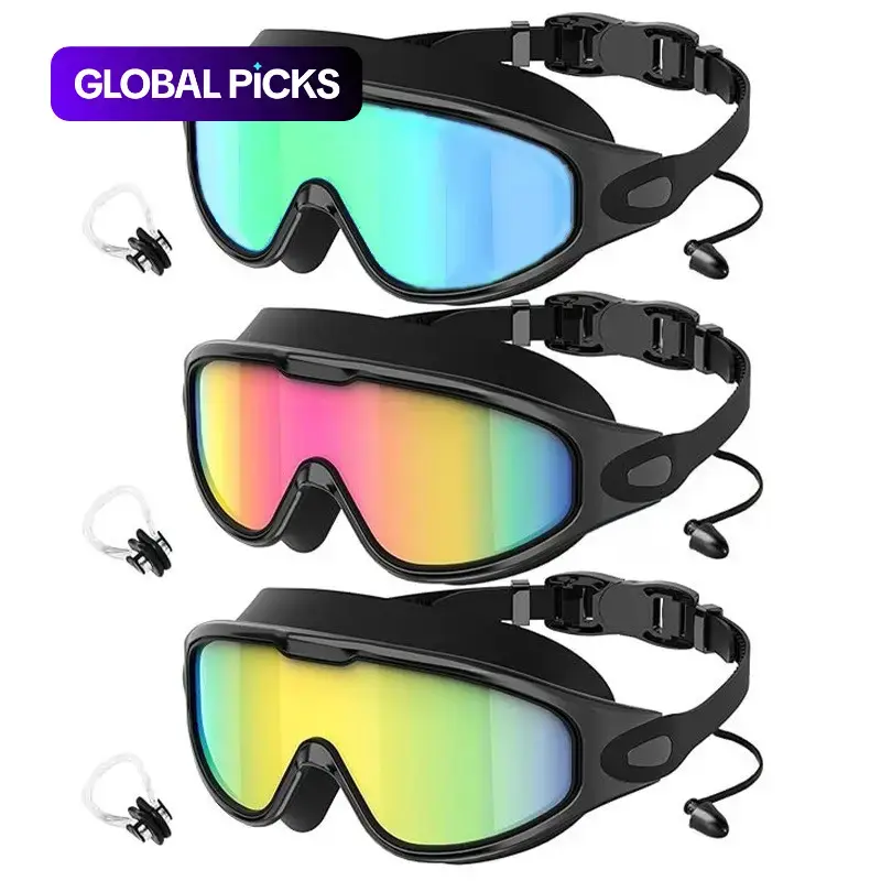 Unisex Swim Goggles Set of 3, Anti-Fog 180° Wide Vision Swimming Glasses with UV400 Protection, Leak-Proof Pool Goggles for Adults, Teens and Kids #GLOBAL PICKS