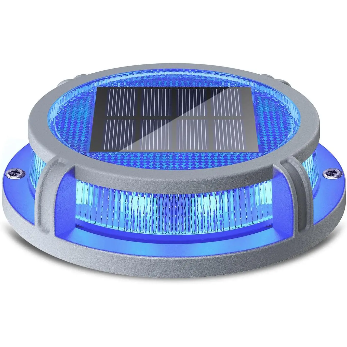Solar Deck Lights Outdoor 2 Modes 16 LEDs, 1 Pack, Blue/Red Light