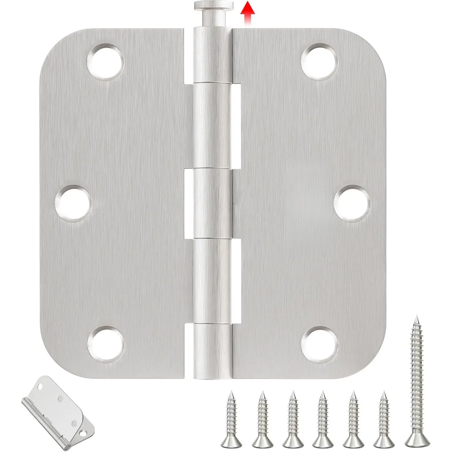 Door Hinges Brushed Nickel - 30 Pack 3.5 Inch Rounded with 5/8" Radius Satin Nickel Door Hinges  Interior and Exterior Doors - Heavy Duty 3 1/2" Silver Residential Door Hardware