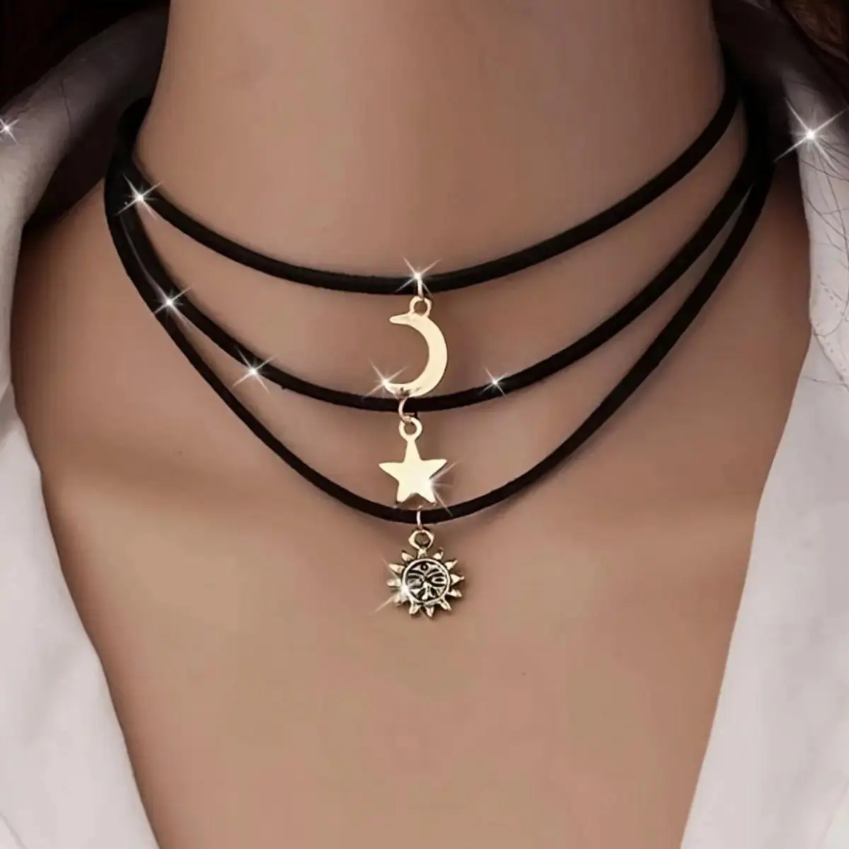 Women's Adjustable 3-Pack Boho Layered Celestial Star Necklaces - Vintage Copper Finish, Stackable Jewelry Gift (Sports & Outdoor Sun Protective Accessory), Everyday, Pendant