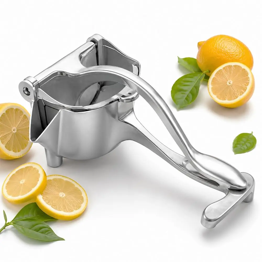 Sturdy Solid Heavy-Duty Aluminum Alloy Manual Citrus Juicer Squeezer, Kitchen Utensils Handheld Press for Lemon, Lime, Orange, Pomegranate, Easy to Clean, Dishwasher Safe for Home/Camping