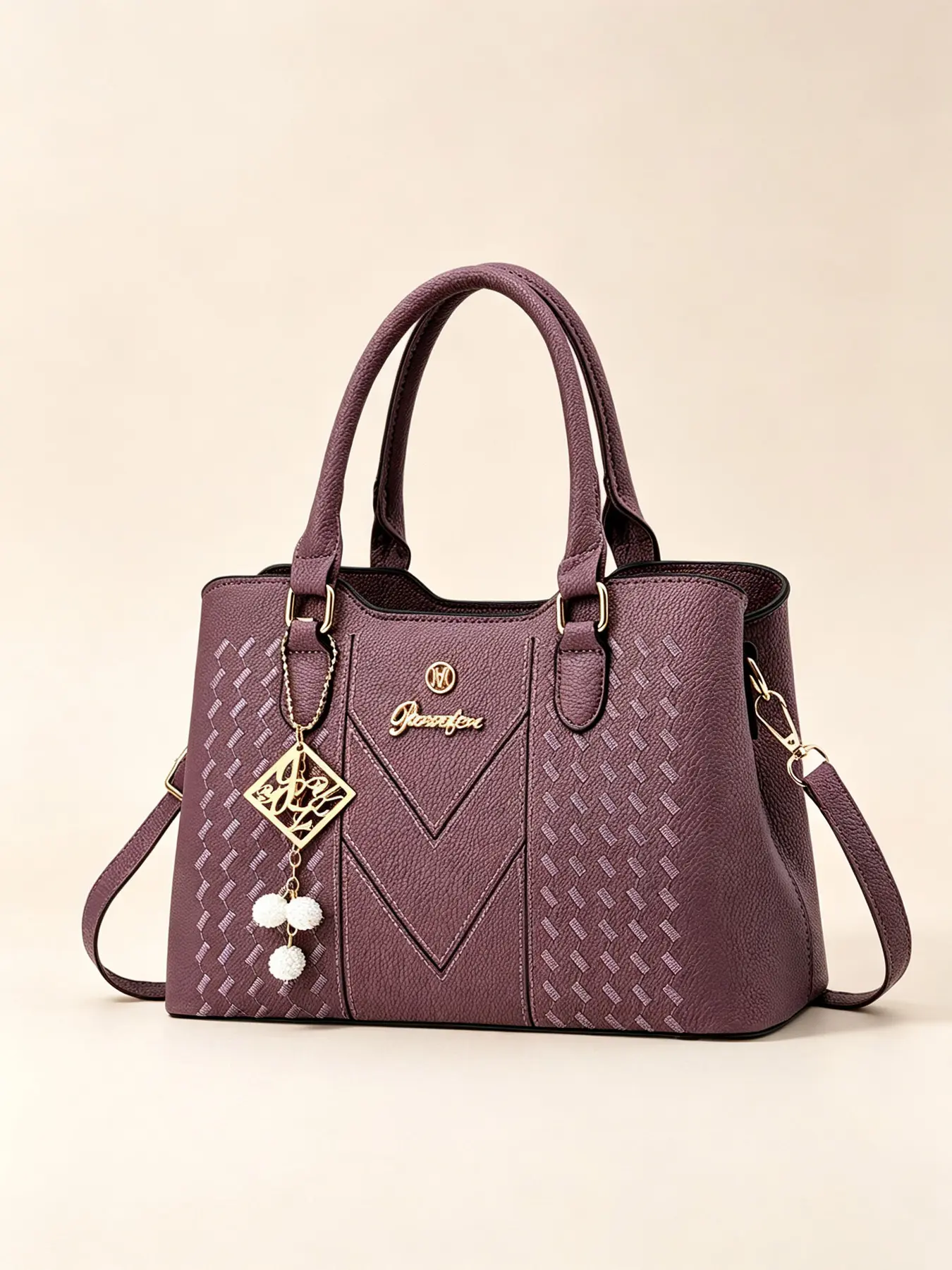 V-shaped embroidery thread style women's handbag, large capacity women's bag, with a sandwich design in the middle, multiple colors to choose from, suitable for various occasions
