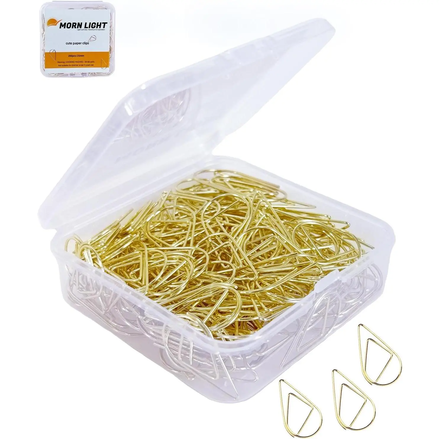 Stainless Steel Teardrop-Shaped Paper Clips (200 Count, 1in) - Cute, Rust-Resistant, Mirror Polished, 3X Grip, Secure Hold, Office & School Supplies, Wedding Crafts