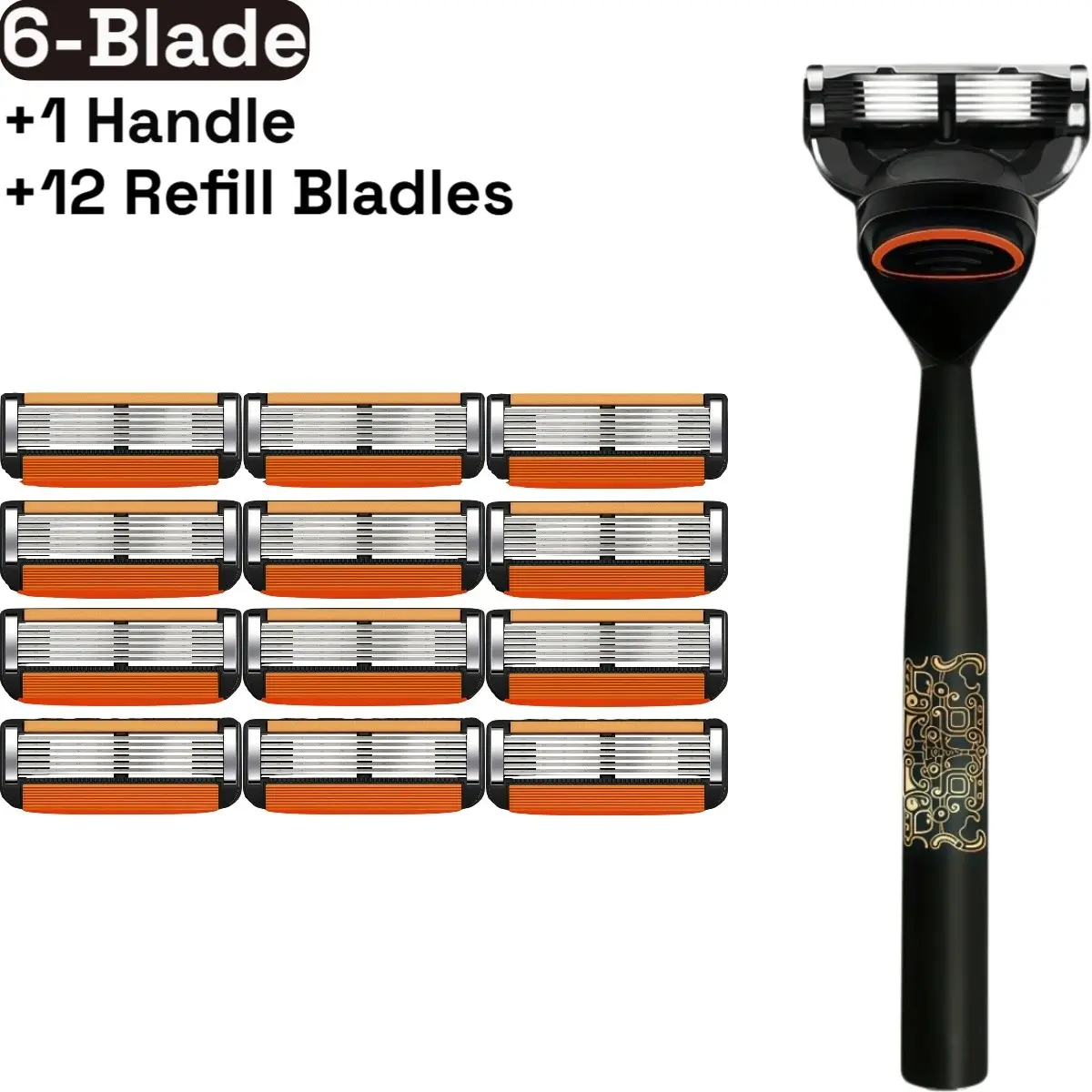 Men's razor set, shaver shaving kit, 1 handle and refill blades, 6-layer blades, sharp blades with anti-corrosion coating, smooth shaving durable, essential tool for men's home and travel, direct from factory.