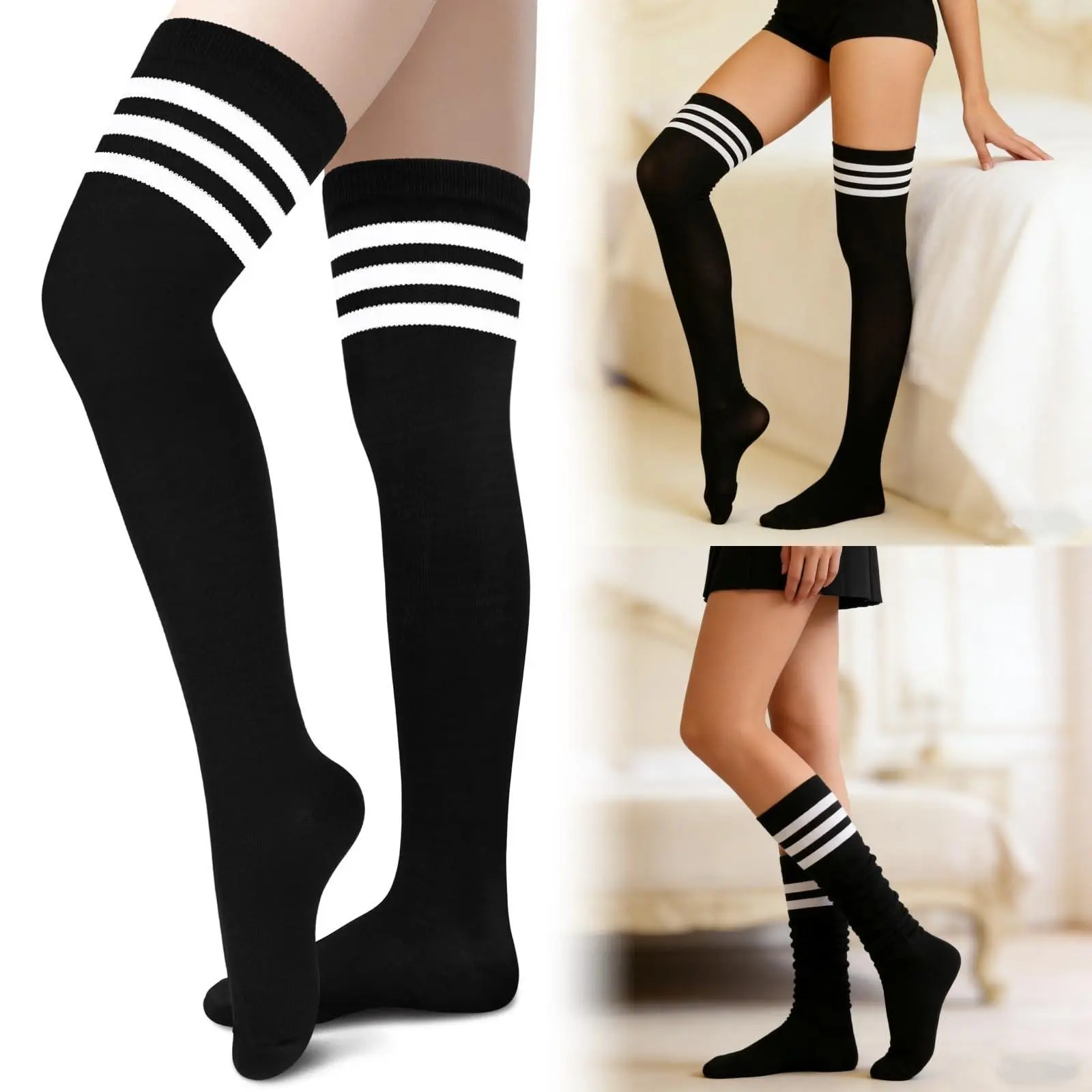 Thigh High Socks - Over-the-Knee Socks - High Elastic Super Cozy & Comfy, Knee Stockings for Women,