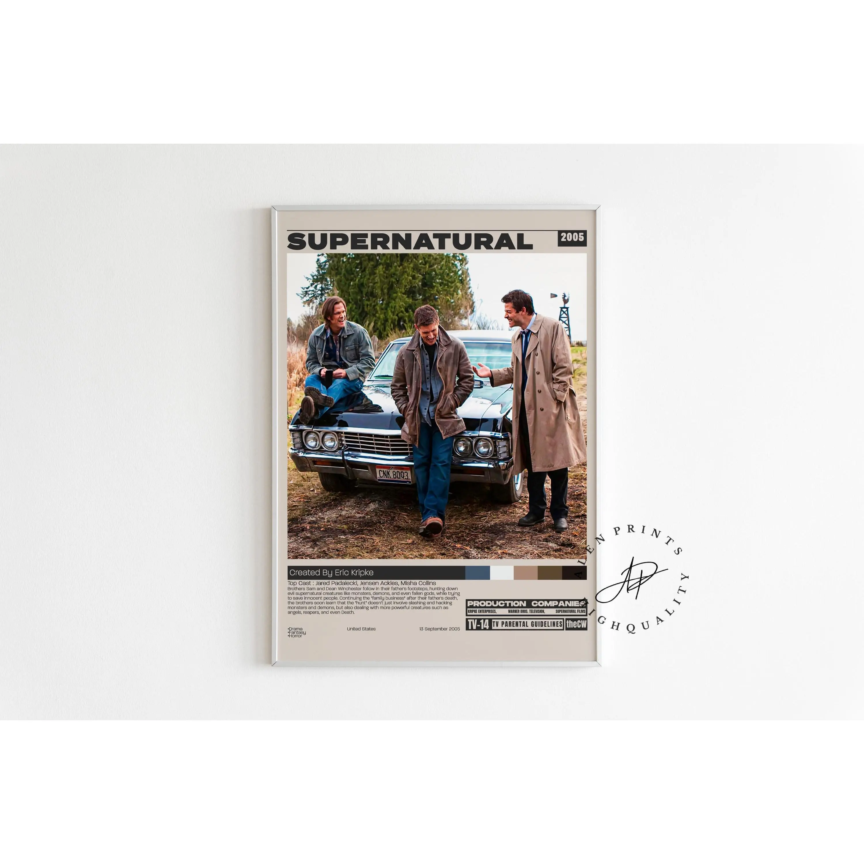 Supernatural Poster, Eric Kripke, Retro Movie Print, Midcentury Modern,Retro TV Show Poster, Minimalist Movie Poster, Custom Movie Poster