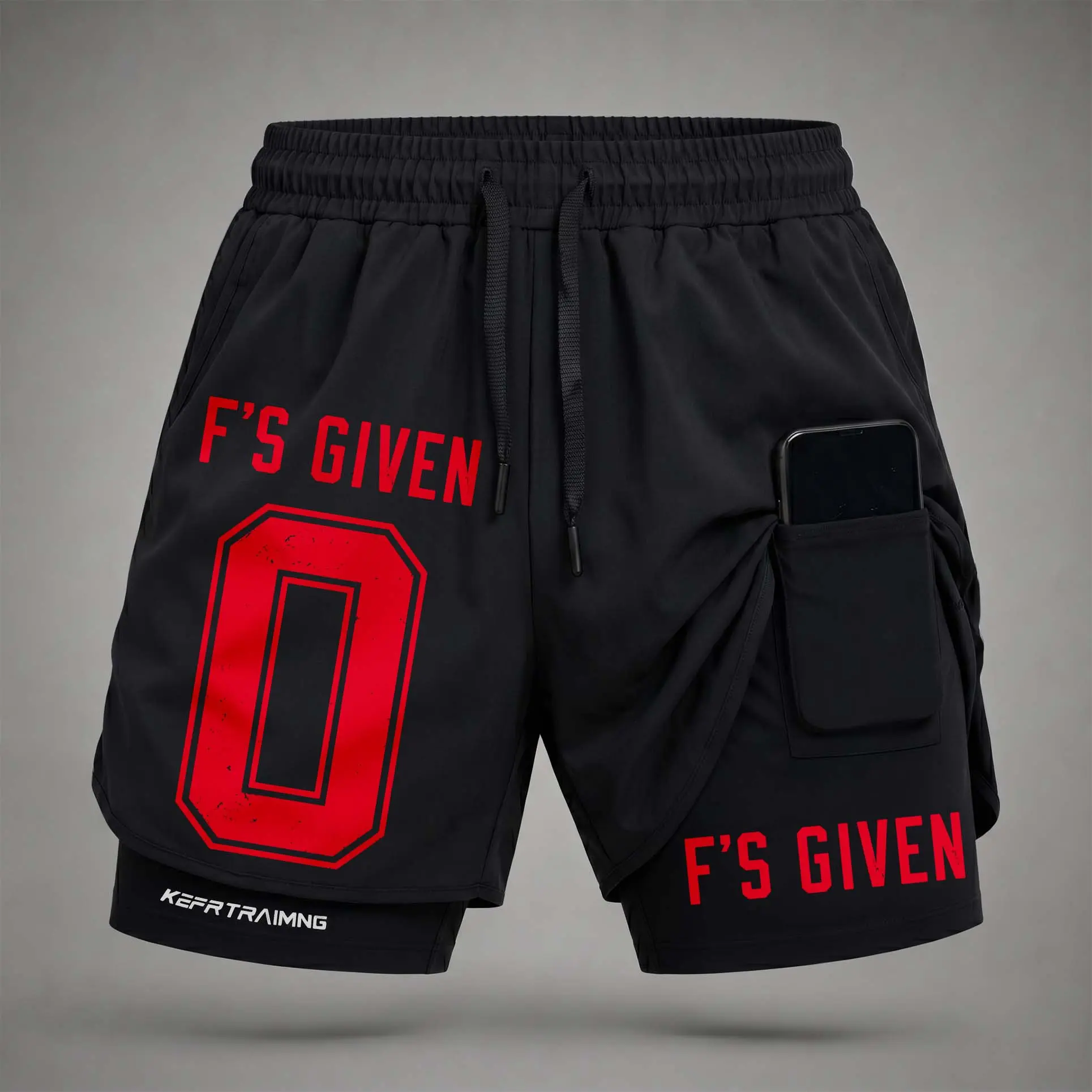 Men's 2-in-1 Letters Graphic Training Shorts, Regular Fit Polyester Blend with Built-in Compression Liner and Phone Pocket for Gym Running, Letters Men's Sports Shorts, Durable Men's Sports Shorts, Machine Wash