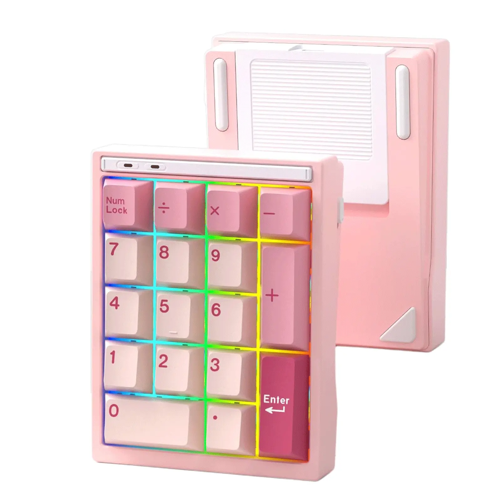 BOYI Y17 Aluminum Mechanical Numpad,Wireless RGB Numeric Keypad,Quick Release Number Pad,Bluetooth 5.0/2.4G/Type-C Tri-Mode Hot Swap 17 Keys PBT Keycap Macro Keypad for Laptop/PC/TKL Keyboards(Pink)