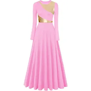 Women Worship Liturgical Full Length Dance Dress Church Robe Modern Praise Lyrical Dance Wear With Headwear