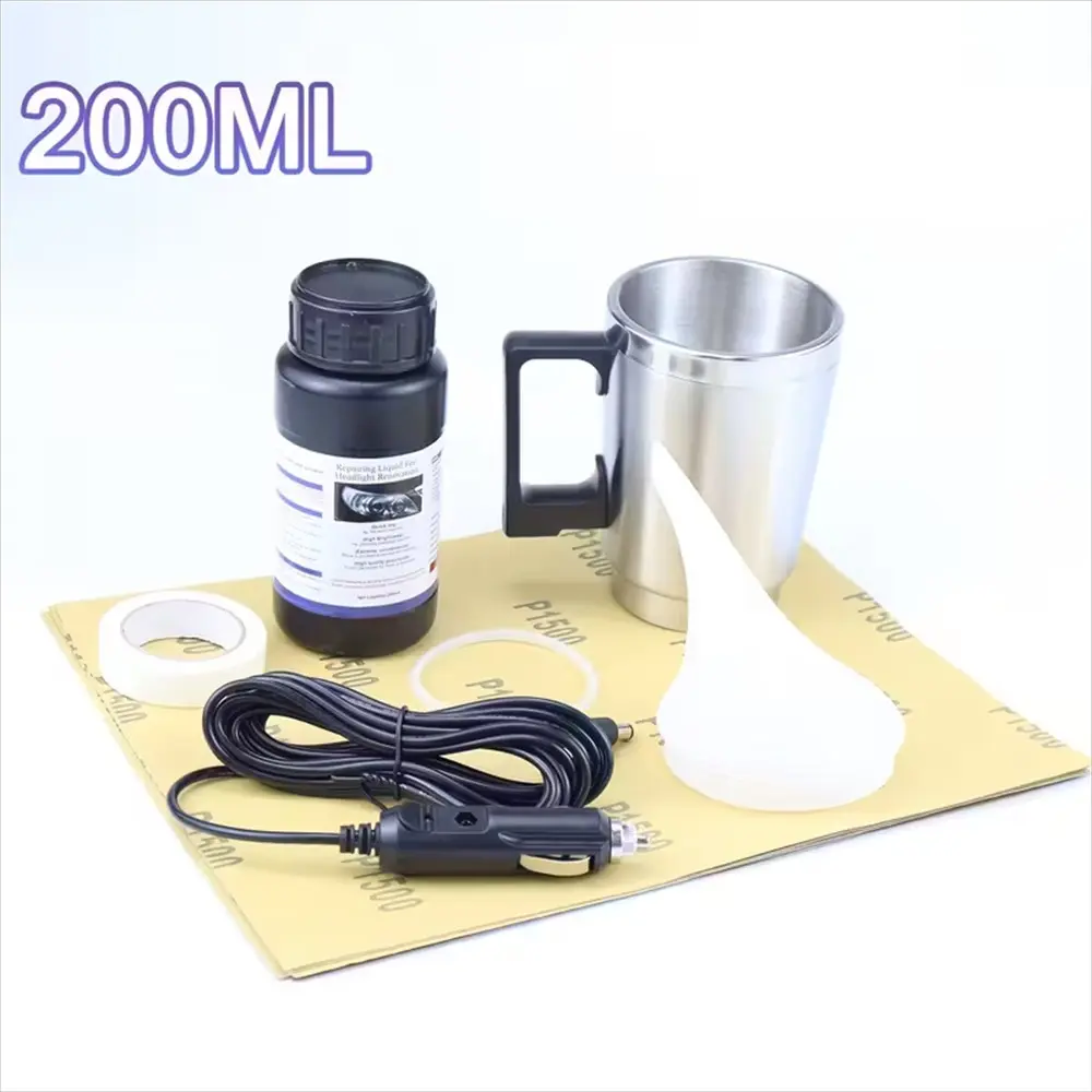 Car Headlight Restoration Kit, Includes 200ML Repair Liquid, Fixes Cracks/yellowing/foggy Headlights, Compact Design, Durable Materials