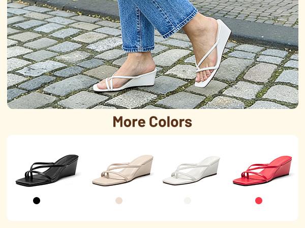 Athlefit Women's Dressy Summer Wedge Sandals Slip On Casual Strappy Thong Slides Cute Square Open Toe Flip Flop Heels Athlefit Women's Dressy Summer Wedge Sandals Slip On Casual Strappy Thong Slides Cute Square Open Toe Flip Flop Heels