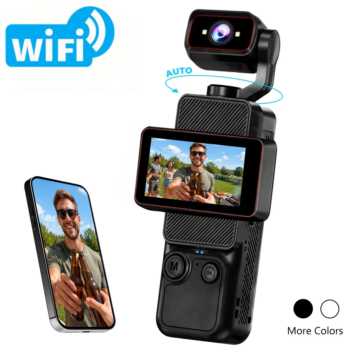 Portable Vlogging Camera with Flip Screen and 360° Rotating Lens, Travel Video Camera with 6X Zoom and WiFi Transfer, Compact Pocket Camera for Family Trips, Outdoor Adventures, Recording Memories and Everyday Moments, Autofocus Vlogging