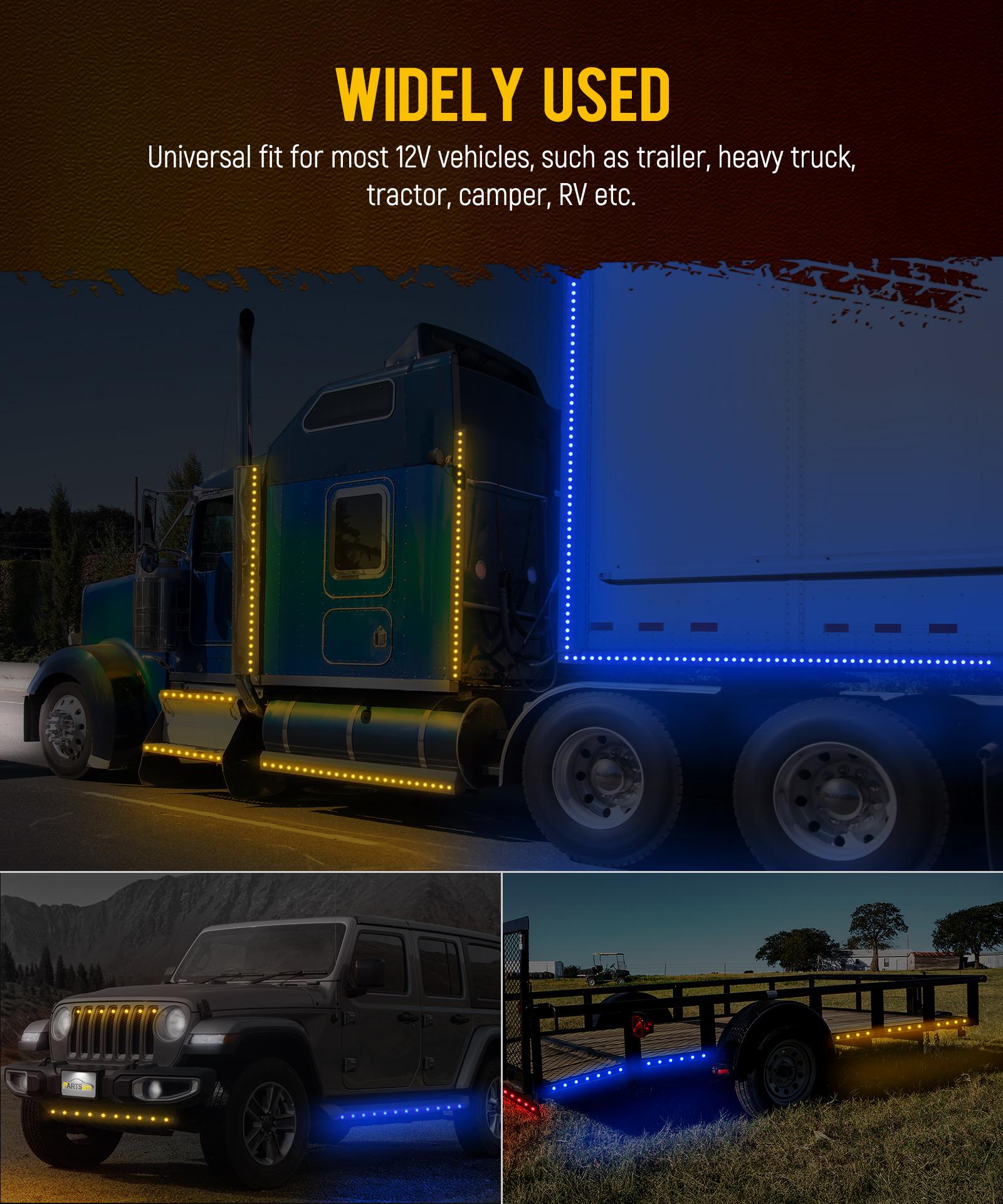 10Pcs 3/4 Inch Led Side Marker Lights (External Red+ Internal Blue), Clear Lens Clearance Bullet Lights Penny Light with Trim Ring Bezel for Trailer Truck RV Car Bus Van, IP68 Waterproof