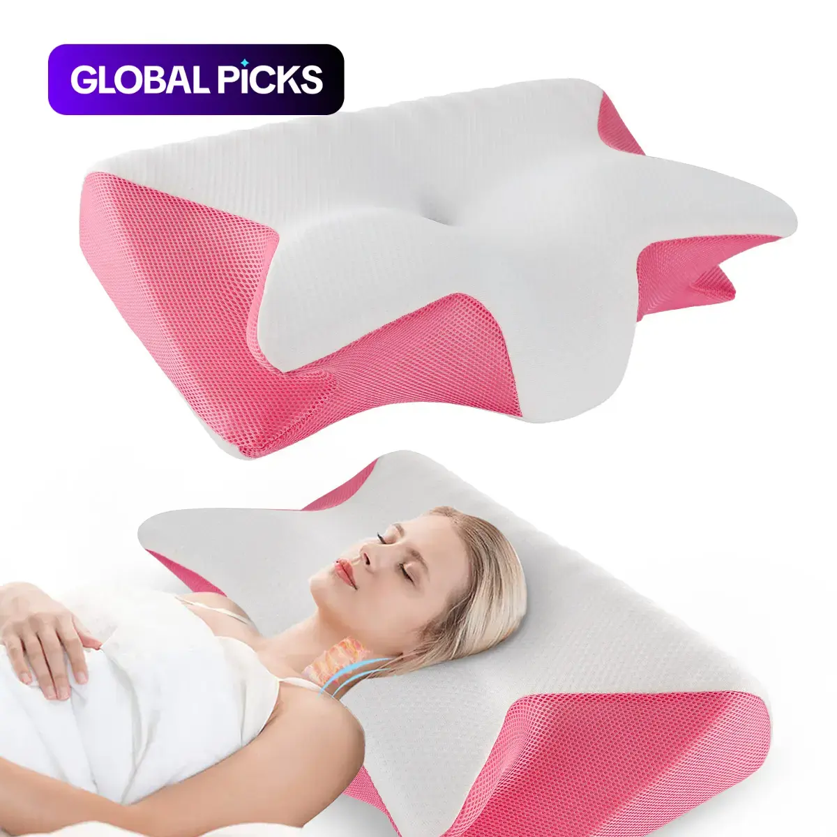 Slow-Rebound Neck Support Pillow, 1-Pack Soft Comfortable Breathable Sleeping Pillow, Suitable for Side, Back and Stomach Sleepers, Cool Bedroom Bedding Supply #GLOBAL PICKS