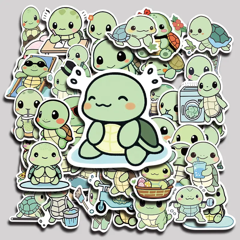 50PCS Silly Turtle Aesthetic Vinyl Stickers Pack for Laptop Water Bottle Phone Case Skateboard Journal Scrapbook DIY Decoration