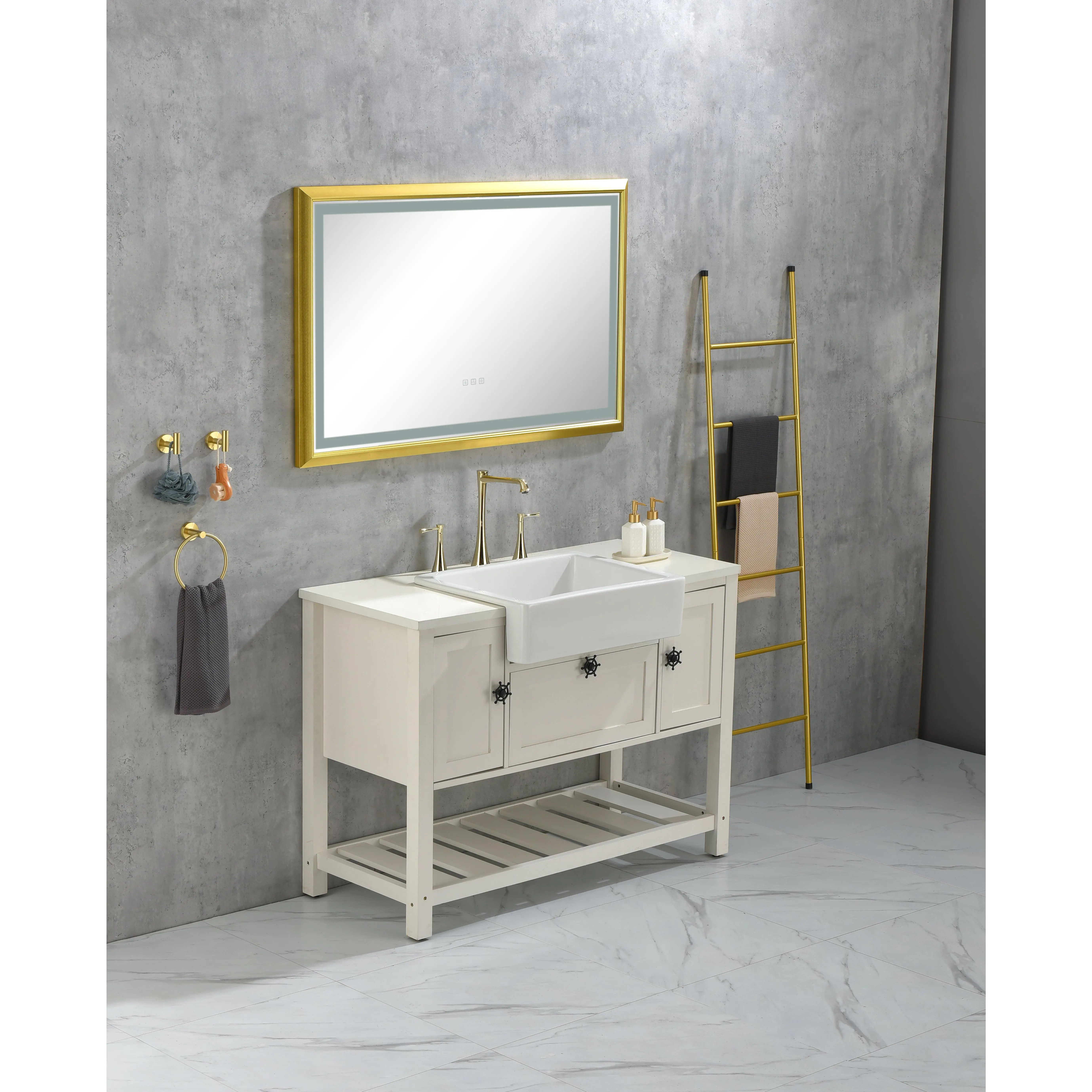Nokaa 42x24 Inch Rectangular Framed LED Bathroom Vanity Mirror Anti-Fog Dimmable Wall Mount with Smart Touch Control for Makeup, Grooming, Home Improvement