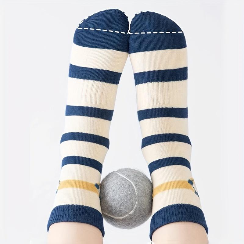 5-pair pack of striped football socks for children, boys' trendy and versatile mid-calf socks suitable for all seasons