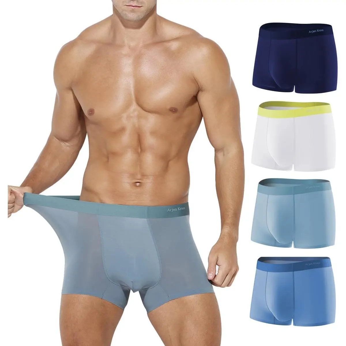 Men's Trunks Underwear 4 Pack Seamless Silk Boxer Briefs