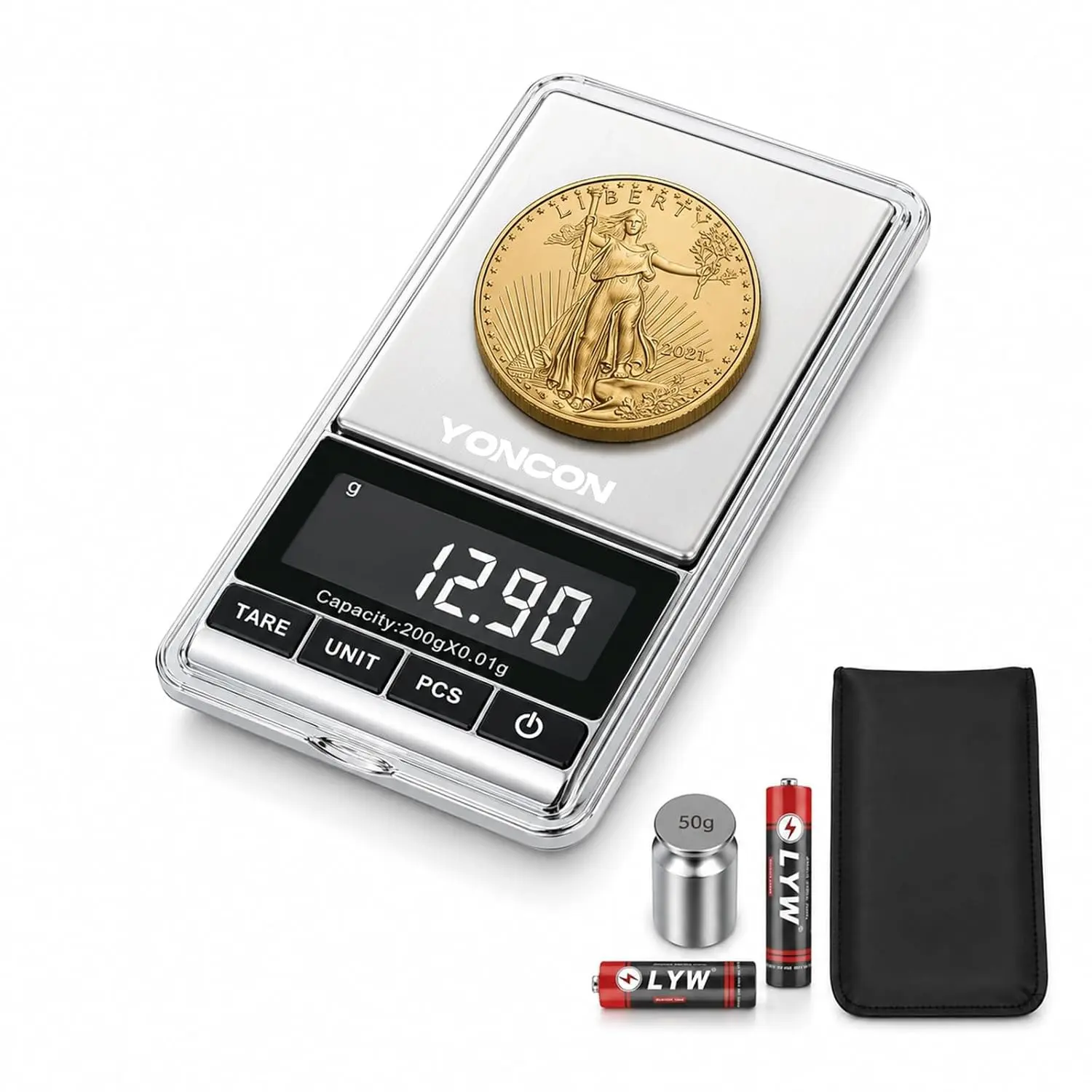 Digital Coin Scale 0.01g Accuracy Gram Scale for Coin Collectors Bank Tellers Home Use Ideal for Gold Jewelry 200g Capacity with Calibration Weight