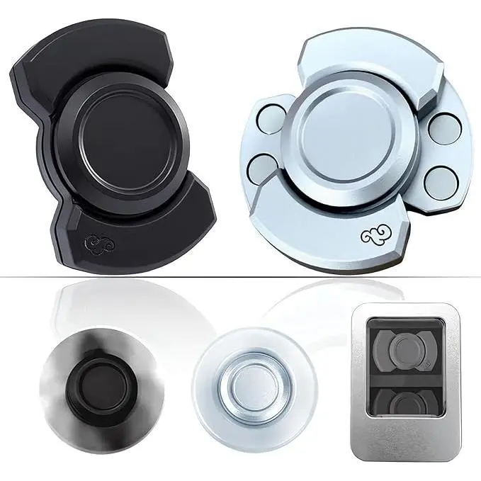 3-in-1 Metallic Fidget Set - Premium Zinc Alloy Slider, Spinner, Clicker with Smooth Stable Spin, Pocket Anxiety Relief Sensory Fidget Gift, Small Indoor Desk Aid for Adults, Fidget Spinners