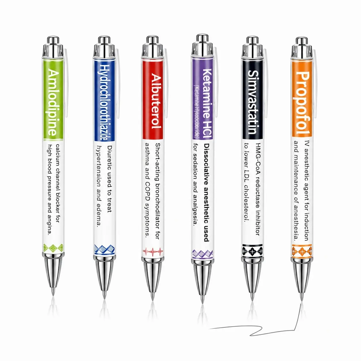 6/12Pcs  randomised pharmacy pens Nurse ballpoint pens Writing Pens Bulk black ink Nursing week gifts Ladies' student school medical assistant Pharmacist technician accessories supplies