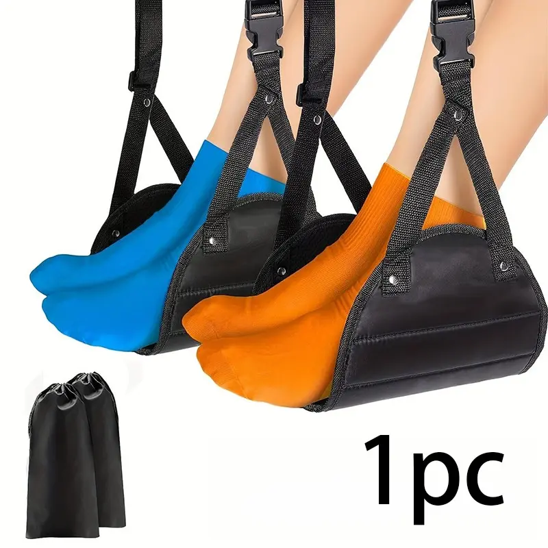 1 aircraft footrest, foot pedal, airplane travel footrest, aircraft leg hammock mount, portable travel enhancement, adjustable height for aircraft, trains, and offices, Footrests for aircraft