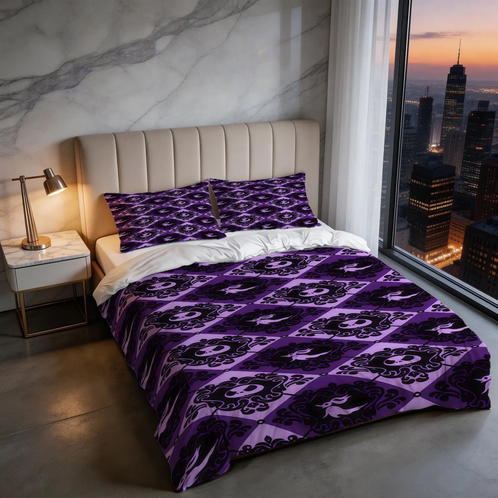 The Nightmare Before Christmas Pattern Duvet Cover Set, Soft And Comfortable Bedding Set, Including 1 Duvet Cover And 1 Or 2 Pillowcases, Excluding Duvet Core And Pillow Core, Suitable For Teenagers And Adults, Bedroom, Dormitory, Apartment Scene