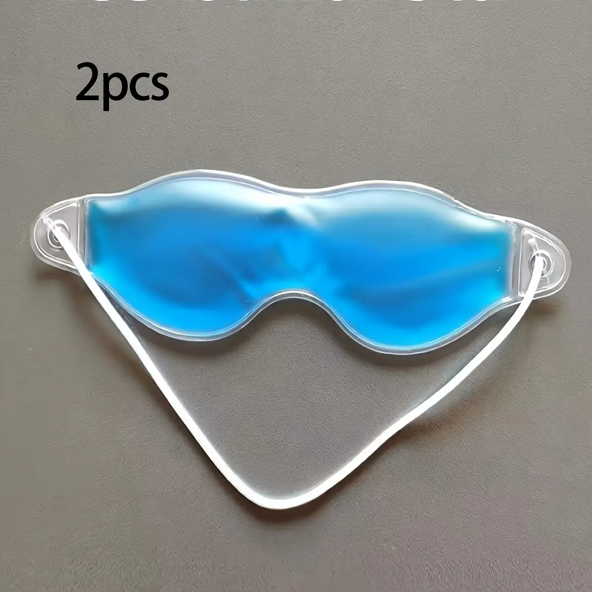 2pc anti-allergy gel eye mask, relieves puffiness and dark circles, can be reused for hot or cold compress, comes with adjustable strap, no batteries needed, odorless, sleep-friendly in soft beige