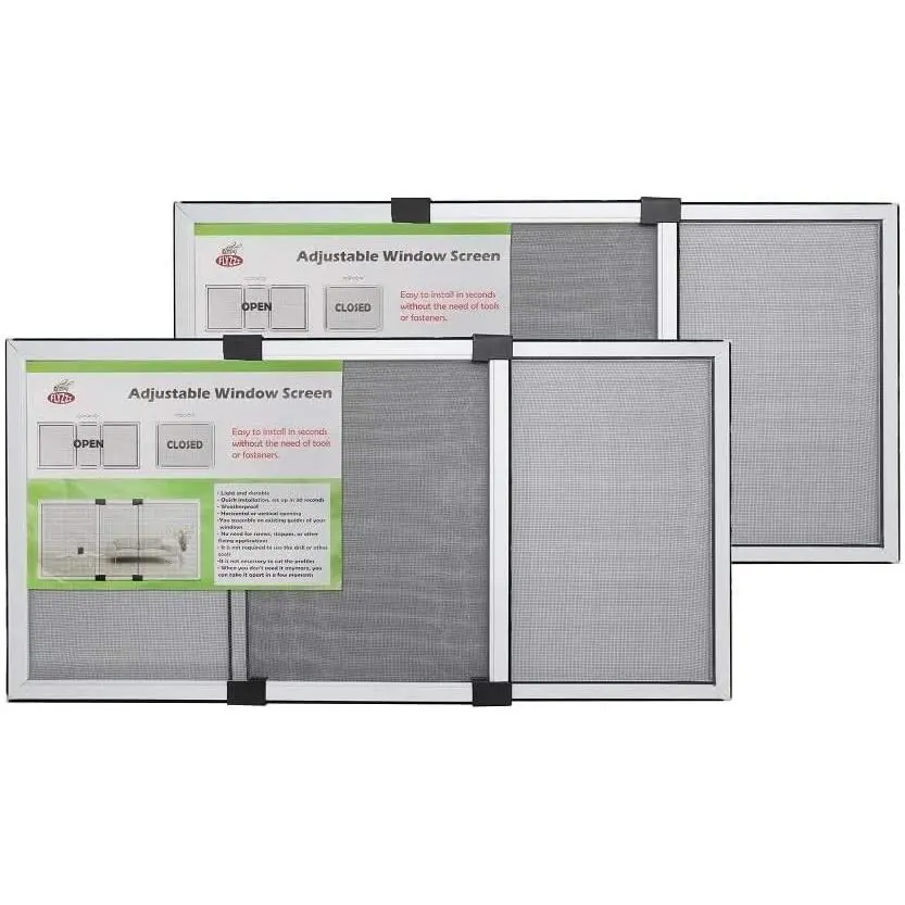 Adjustable Sliding Window Screen Horizontal 15.74''H x 21-40''W 2 Packs Expandable Window Screen Replacement for Home Medium