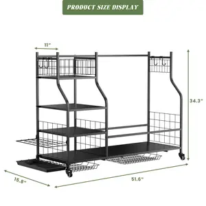 Home garage golf equipment floor to ceiling storage rack, thickened steel plate base for stability and stability, soft bag with scratch resistant edges and corners, partitioned storage accessories, garage basement specific sorting rack