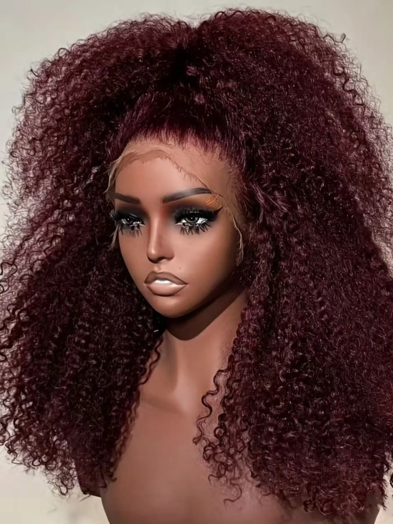 99J burgundy Color 180%Density 26Inch Long Wine Red Color Long Kinky Curly Wigs Soft Glueless Heat Resistant Comfortable Wear Black Women's Daily Wigs With Baby Hair