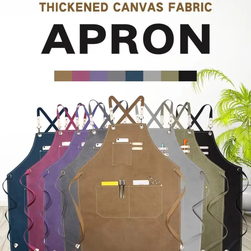Unisex Cooking Kitchen Restaurant Work Aprons, Plain Chef Waiter Apron with Pockets, Ideal for Men and Women, Durable Design