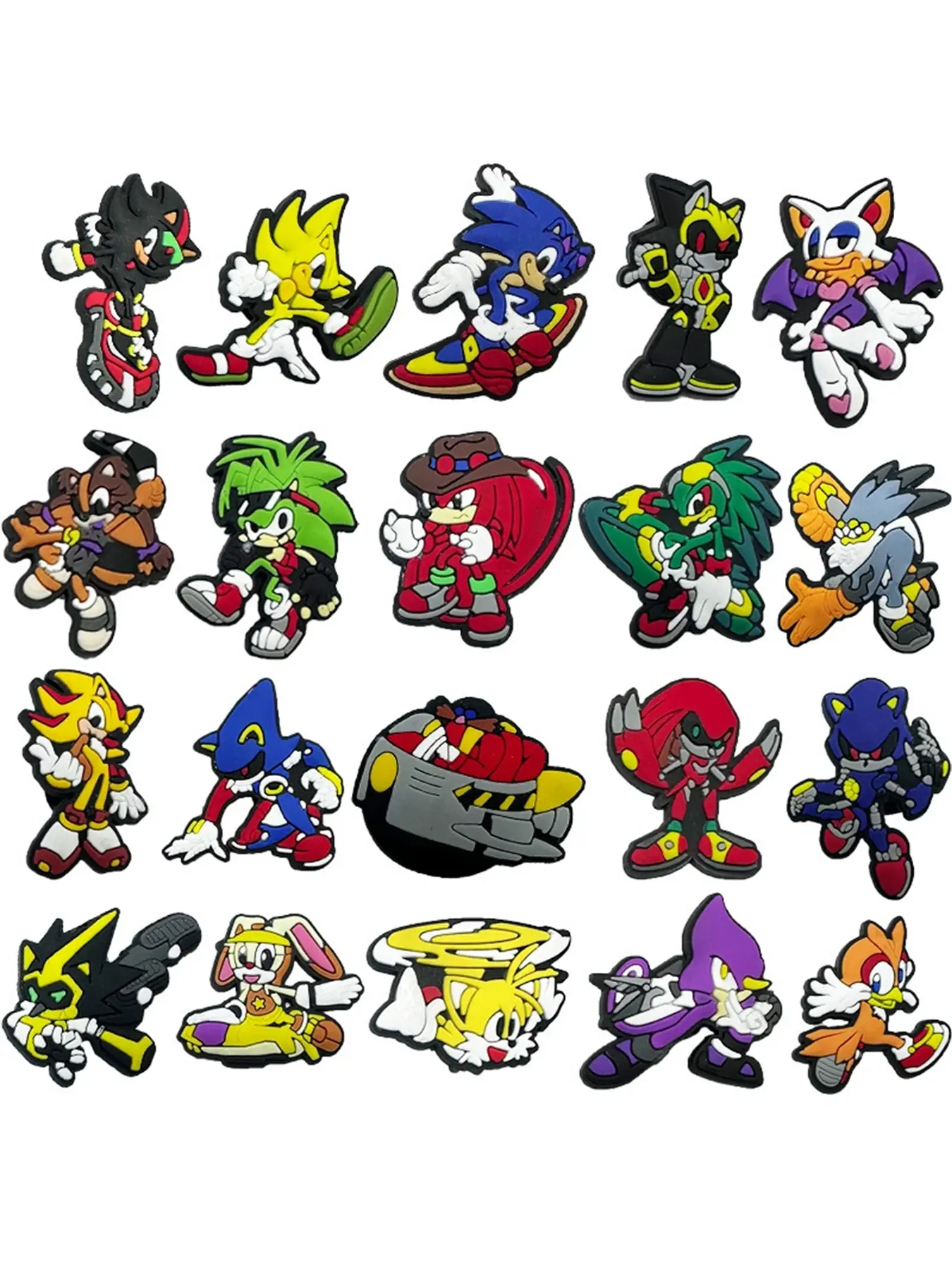 20pcs Cartoon Blue Hedgehog Shoe Decorations, Anime Theme Gamer Shoes Accessories for Kids & Adults, Perfect Gift Choice