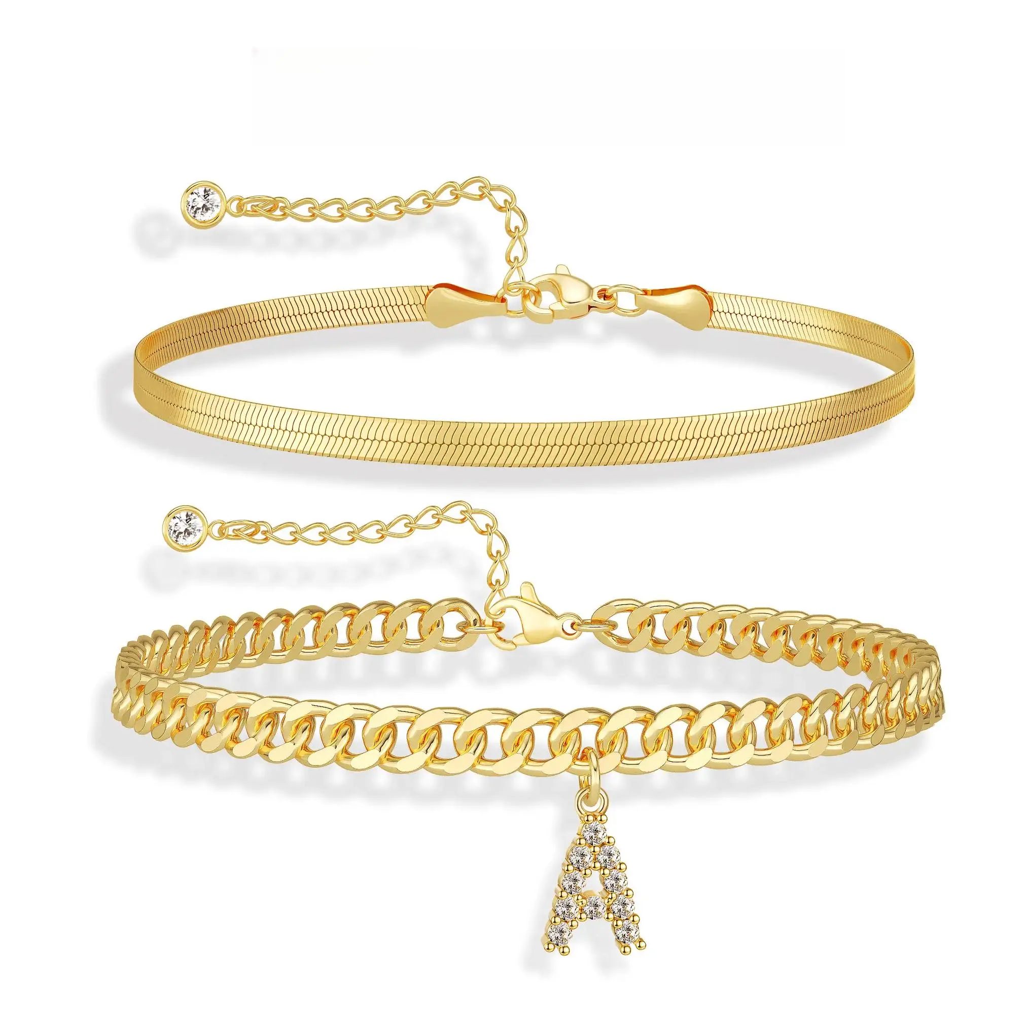 Women's Adjustable Stackable Gold Anklet Set with Letter Pendant, Non-Natural Crystal Ankle Bracelet for Female Wear, Everyday Use, Summer Beach Jewelry Gift (DealsForYouDays Unisex Cross Ruby Abundance Design), Adjustable Size