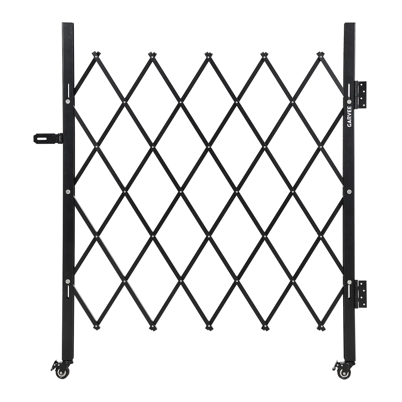 Expandable Steel Barricade Gate with Casters, Heavy-Duty Folding Barrier for Construction, Safety, and Driveway Protection