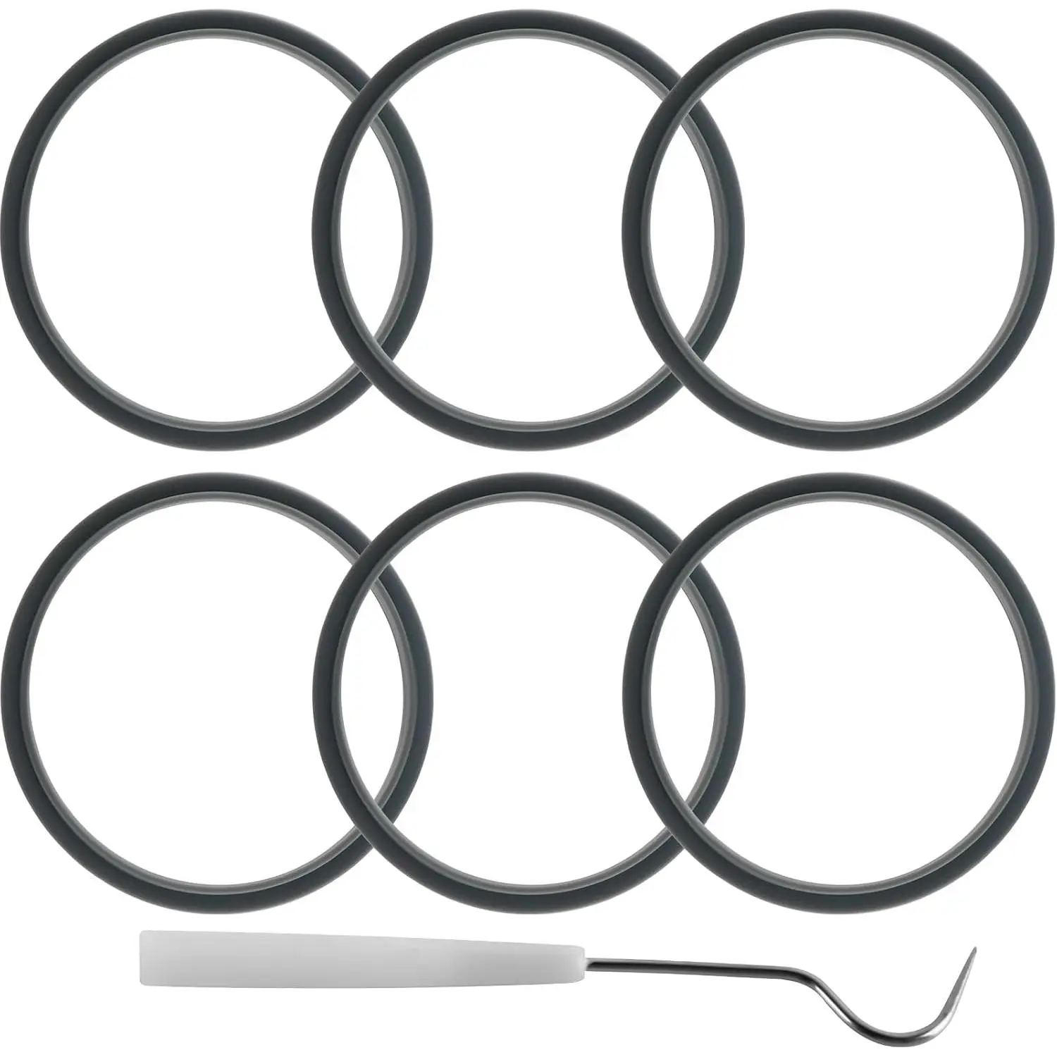 6-Pieces Round Food Grade BPA-Free Silicone Sealing Gaskets (4" Diameter) - Elastic, Durable, Dishwasher Safe Replacement Parts for NutriBullet 600w/900w Blender Extractor Blade, Pet Food Prep for Blender Users