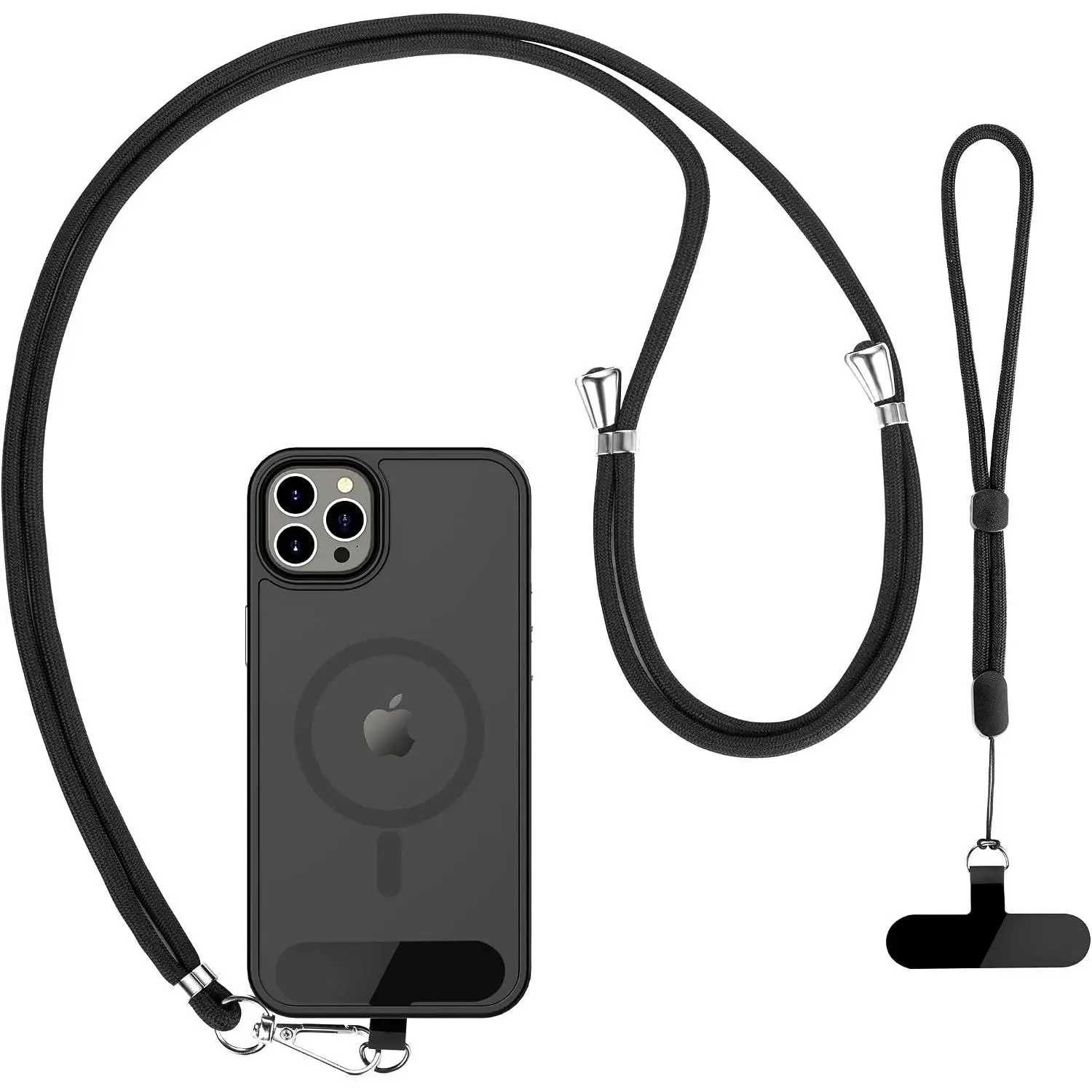 Durable Polyester Mobile Phone Lanyard Accessories (2-Count) - 1 Adjustable Strap, 1 Wrist Strap, 2 Pads Included, Easy Installation, Crossbody Multifunctional for Smartphones