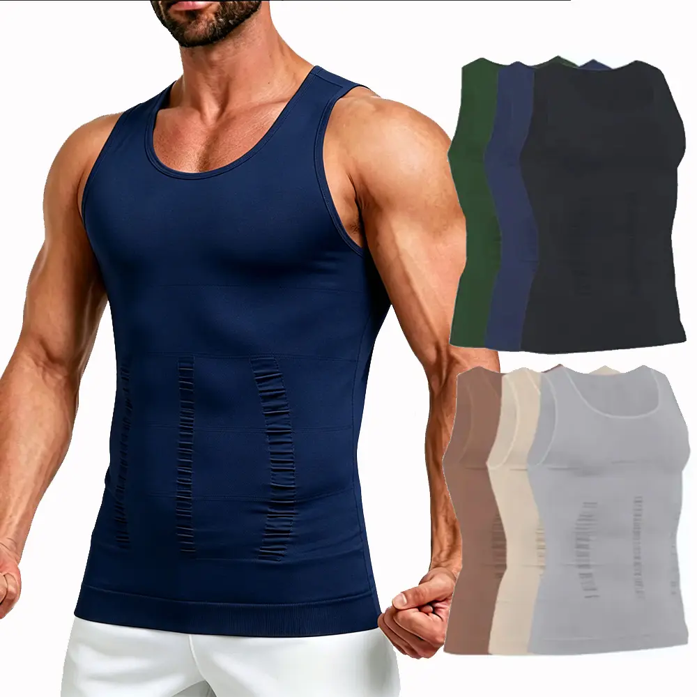 Male Shapewear Vest, 1/2 Pack Tight Slim-Fitting Compression Tank Top, Abdominal Control Mens Undershirt for Daily Casual & Workout Use, Menswear, S, Nylon, Breathable, Day, Fitness Vest Shirt