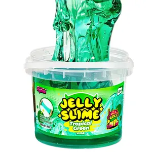 Slymu Jelly Slime Tropical Green - Clear, Unscented, Sensory Fidget, 3.1 lbs, Stress Relief, ASMR, Crisp Texture, Bucket, Party Favors for Kids, Birthday Gifts for Girls and Boys, Goodie Bag Stuffers