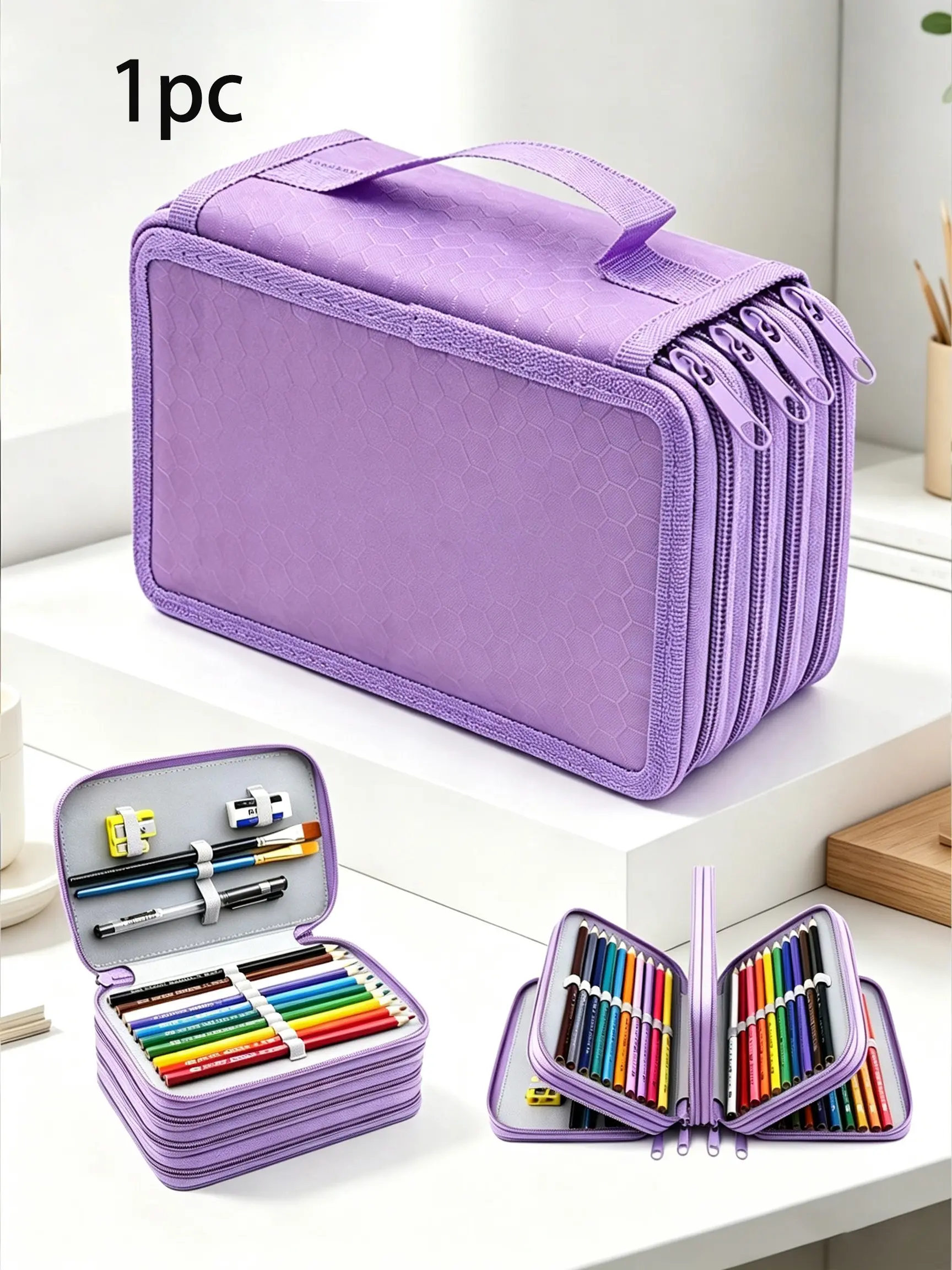 72-Compartment Large Capacity Multi-Layer Writing Pen Bag, Elastic Strap Organizer, Portable Durable Pencil Case, School Office Desk Storage