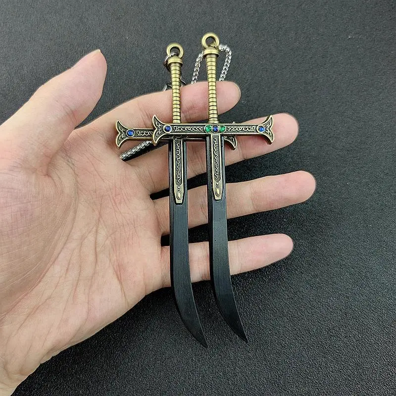Dracule Mihawk Black Sword Pendant Necklace for Men Anime Metal Hawk Eyes Yoru Chains Choker Collares Charm Jewelry Accessories