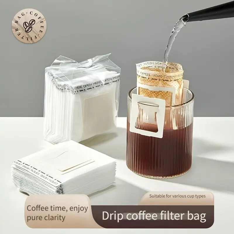 50 Pieces Food Grade Coffee Filters, Thick Non-Woven Tea Bags, Disposable Hand-Brew Coffee Pouches, Drip Coffee Filter Bags