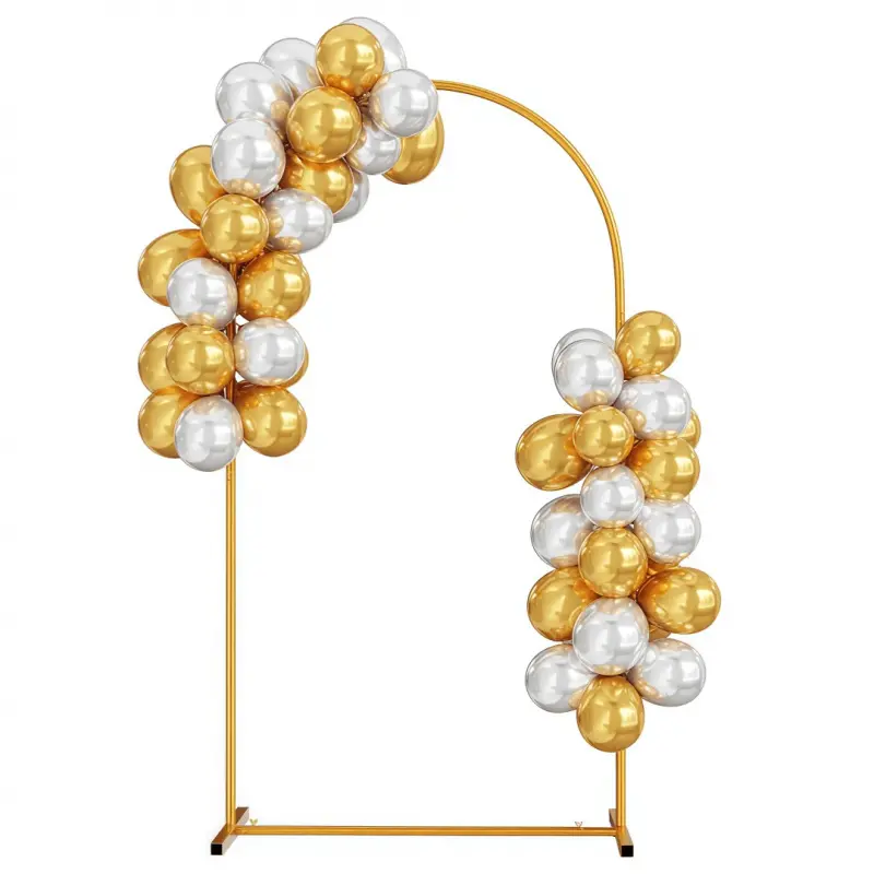 Decorative Golden Metal Arch Set, 3.9ft to 7.21ft Multi-size Frames, Universal Indoor Outdoor Ornament for Weddings, Birthdays and Different Celebrations, Balloons, Balloon Arch Garland Decoration