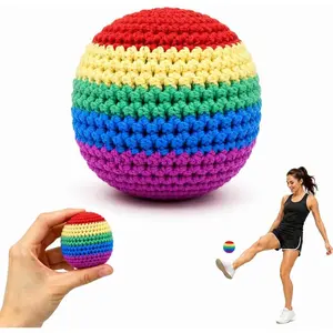 Hand-Made Knitted Footbag, 2026 Upgraded Assorted Foot Bag Crochet Footbag for Adults, Juggling Balls for Beginners, Multicolored Geometric Pattern (Random Color)Colorful Outdoor Play Bags for Coordination Training, Party Supplies