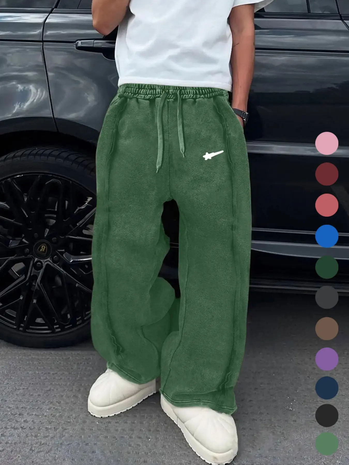 Men's Casual Athletic Sweatpants, Unique Print, Washed Cotton Heavy Fabric, Unisex, All-Season, Street Style, Spring & Fall Fashion