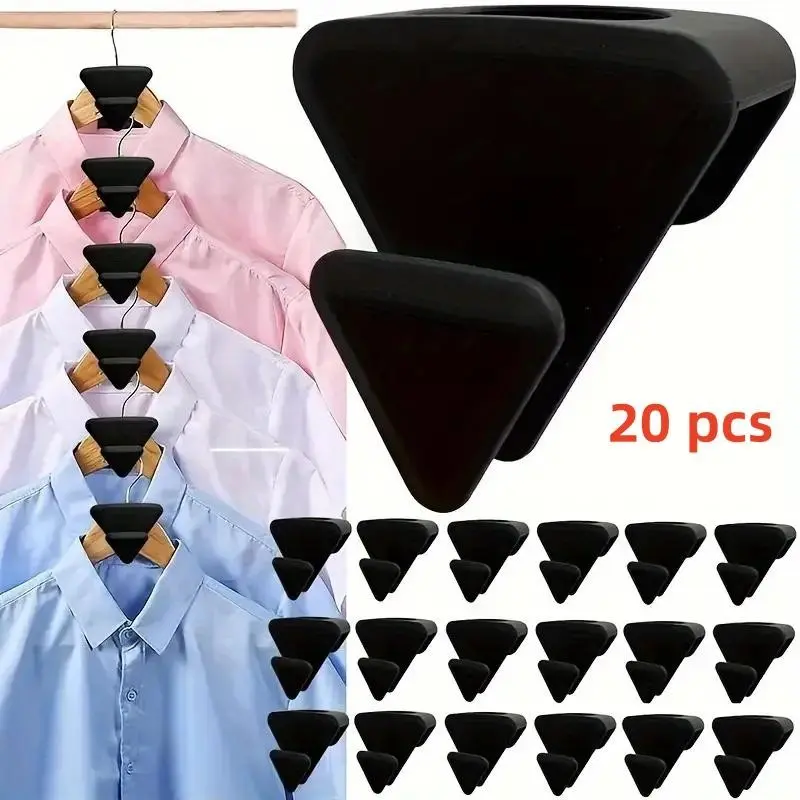 20 Piece Hanger Connectors, Triangular Hanger Link Hooks, Space-Saving Closet Organizer, Stackable Hanger Hooks