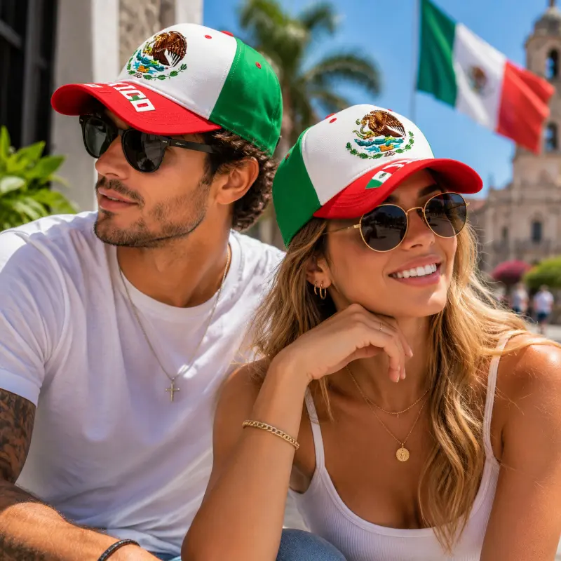 Unisex Mexican Flag Baseball Cap, Washed Cotton Material, Dad Hat, Adjustable Curved Brim, Casual Street Style Hat, Unisex, Mexican Traditional Style, Travel Outdoor Summer Hat